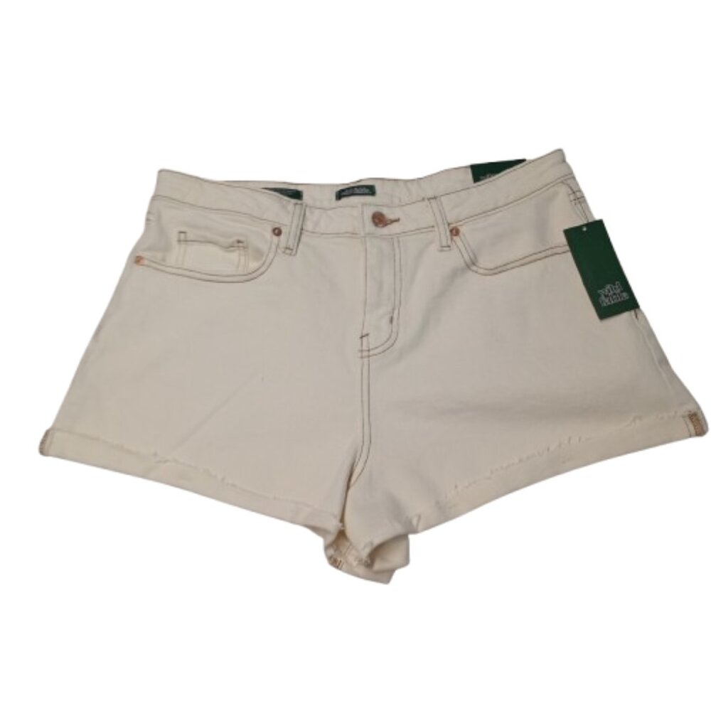 Women's High-Rise Rolled Cuff Jean Shorts - Wild Fable Off-White 12 NWT - Picture 2 of 11